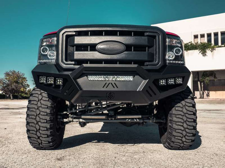 Road Armor 11-16 Ford F-250 SPARTAN Front Bumper Bolt-On Pre-Runner Guard - Tex Blk - Bull Strap