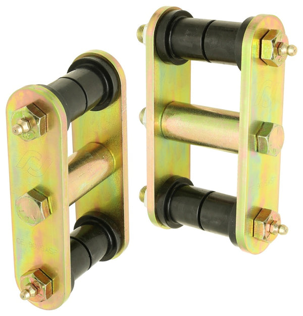 RockJock 76-86 CJ HD Leaf Spring Shackles Front w/ Urethane Bushings HD Greasable Bolts Pair - Bull Strap