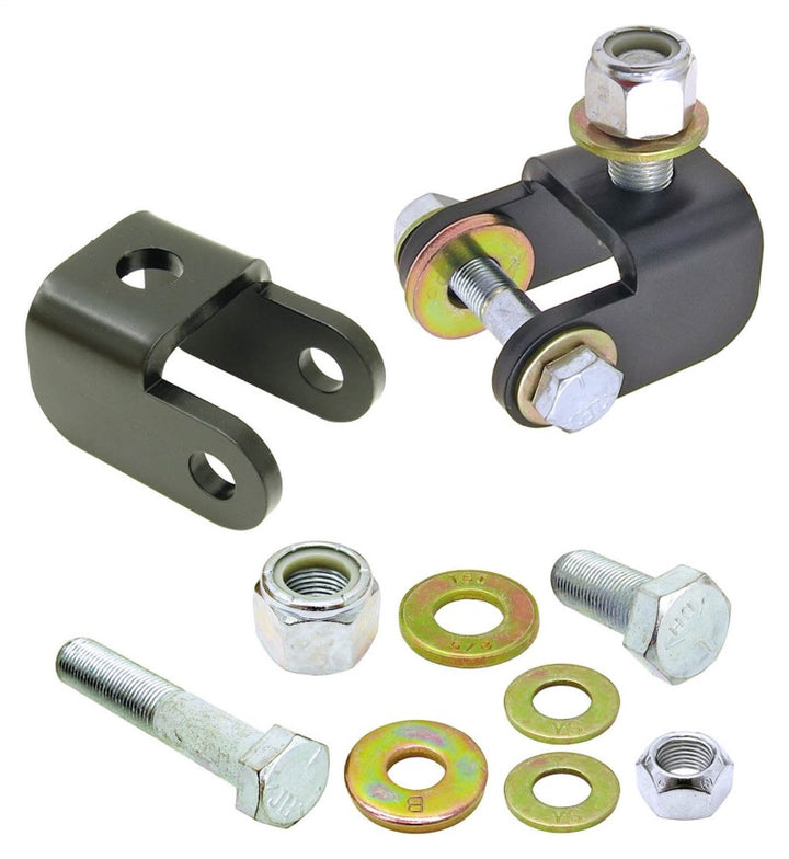 RockJock JK Shock Mount Relocation Kit Front Upper w/ Hardware Pair - Bull Strap