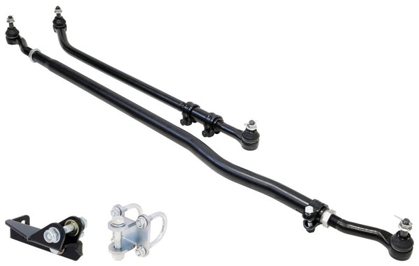 RockJock JL/JT Currectlync Steering System Forged Drag Link 42mm Tie Rod Tube w/Stabilizer Brackets - Bull Strap