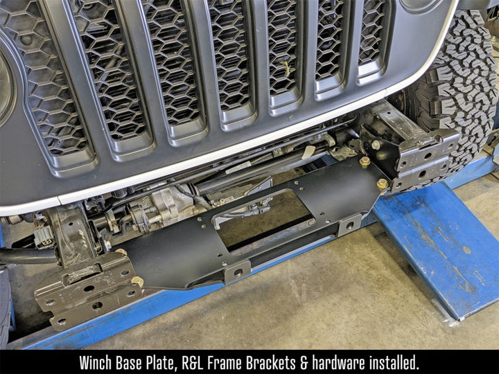 RockJock JL/JT Winch Plate Kit Steel Bumper - Bull Strap