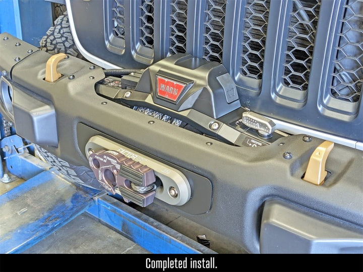 RockJock JL/JT Winch Plate Kit Steel Bumper - Bull Strap
