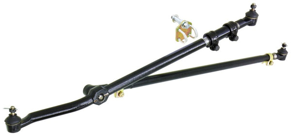 RockJock TJ/LJ/XJ/MJ Currectlync Steering System Bolt-On w/ 1 1/4in Dia. Tie Rod/Forged Drag Link - Bull Strap