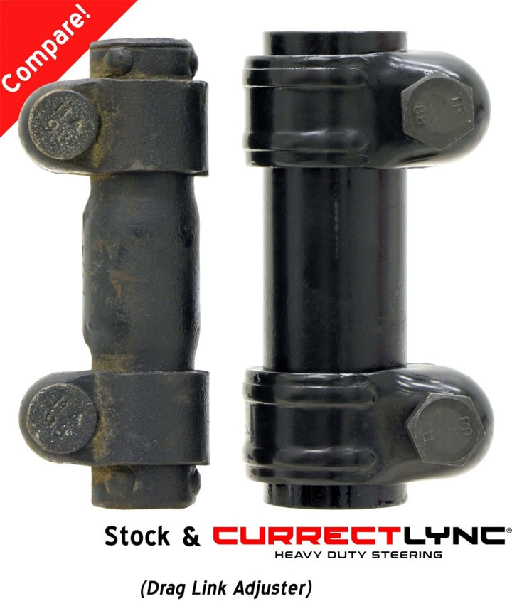 RockJock TJ/LJ/XJ/MJ Currectlync Steering System Bolt-On w/ 1 1/4in Dia. Tie Rod/Forged Drag Link - Bull Strap