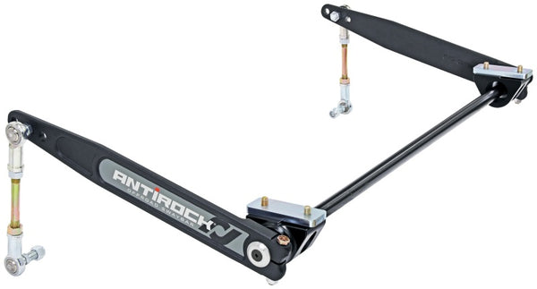 RockJock XJ Antirock Sway Bar Kit Front Bolt-On Aluminum Mounts 17in Forged Arms - Bull Strap