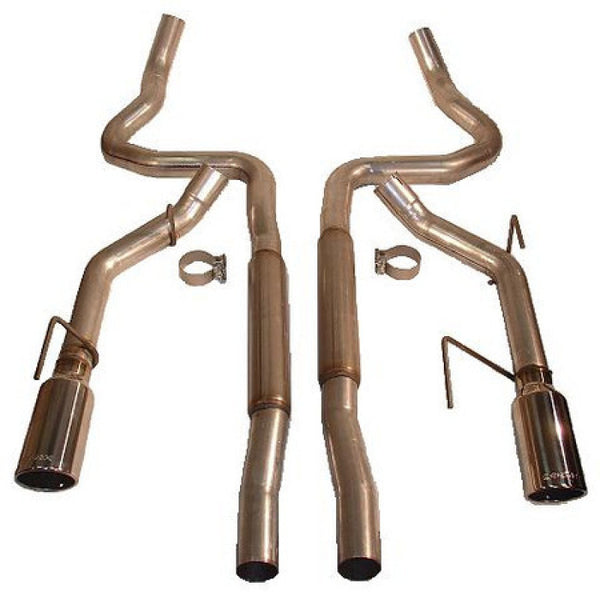Roush 2005-2009 Ford Mustang GT/GT500 Enhanced Sound Dual Cat-Back Exhaust Kit - Bull Strap