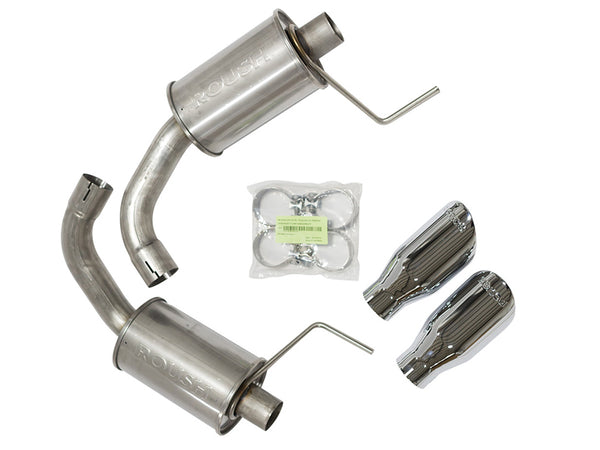 Roush 2015-2017 & 2024 Ford Mustang 5.0L V8 Exhaust Kit w/ Round Tips (304SS) - Bull Strap
