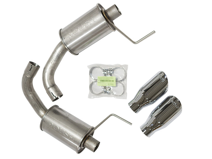 Roush 2015-2017 & 2024 Ford Mustang 5.0L V8 Exhaust Kit w/ Round Tips (304SS) - Bull Strap