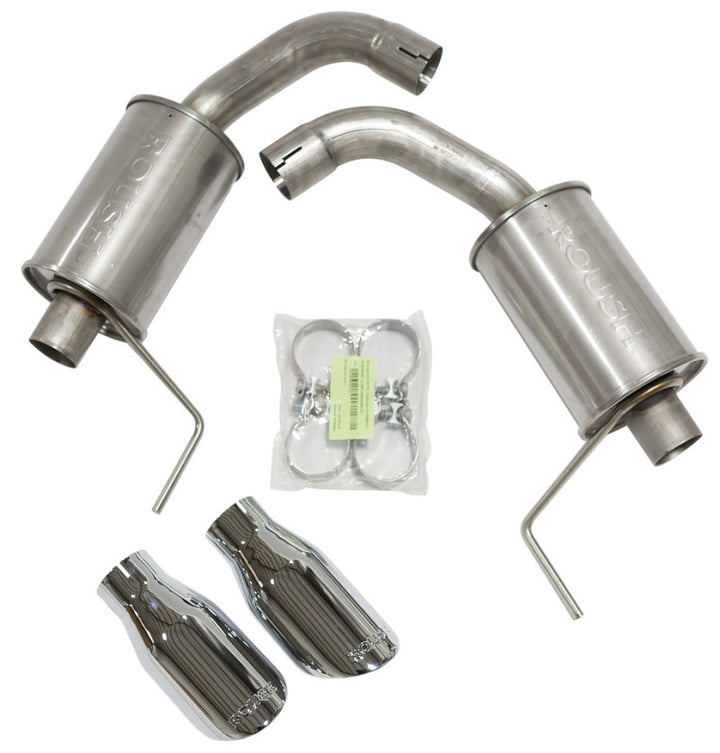 Roush 2015-2017 & 2024 Ford Mustang 5.0L V8 Exhaust Kit w/ Round Tips (304SS) - Bull Strap
