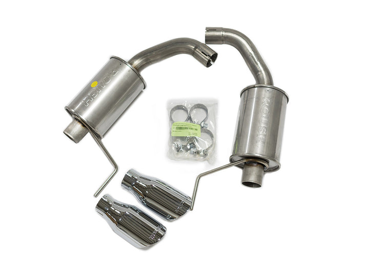 Roush 2015-2024 Ford Mustang 3.7L/2.3L V6/I4 Exhaust Kit w/ Round Tips - Bull Strap