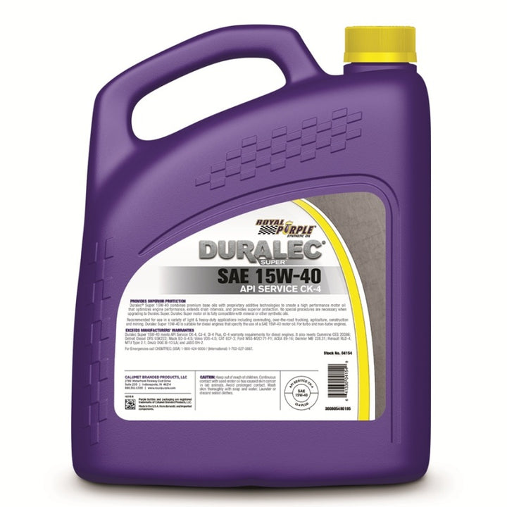 Royal Purple Duralec Super Diesel 15W-40 CK-4 Motor Oil - 1 Gallon - Bull Strap
