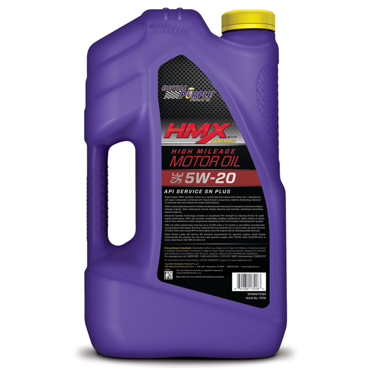 Royal Purple HMX Premium Synthetic High Mileage 5W-20 Motor Oil - 5 Quart - Bull Strap