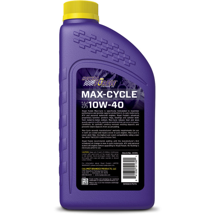 Royal Purple Max-Cycle Synthetic 10W-40 Motorcycle Oil - 1 Quart - Bull Strap