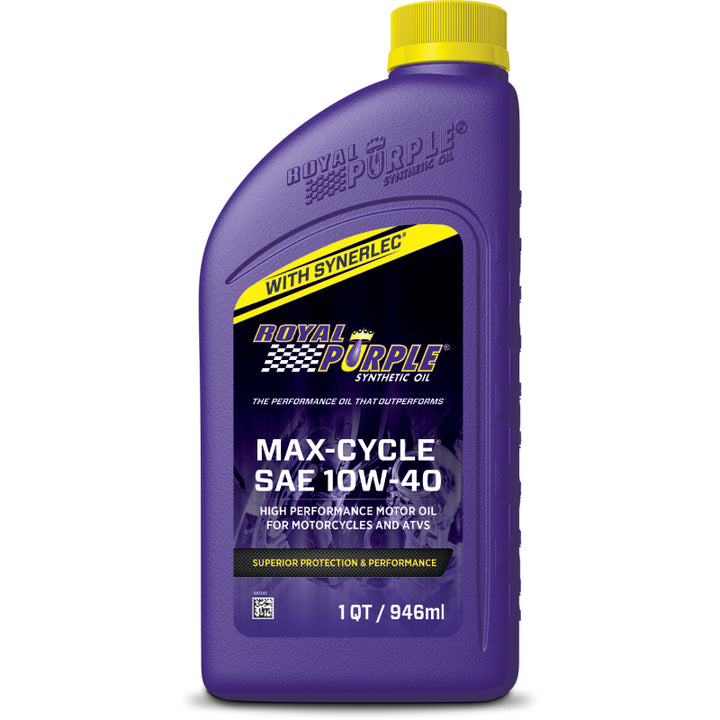 Royal Purple Max-Cycle Synthetic 10W-40 Motorcycle Oil - 1 Quart - Bull Strap
