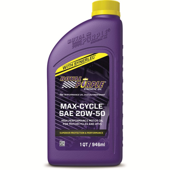Royal Purple Max-Cycle Synthetic 20W-50 Motorcycle Oil - 1 Quart - Bull Strap