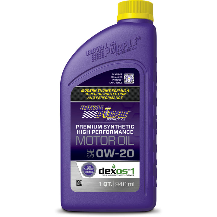 Royal Purple Premium Synthetic High Performance Multi-Grade 0W-20 Motor Oil - 1 Quart - Bull Strap