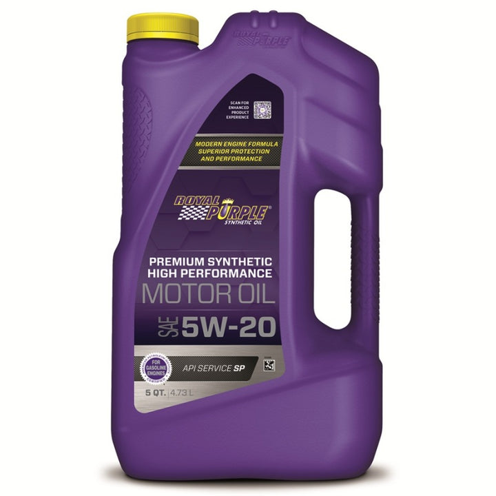 Royal Purple Premium Synthetic High Performance Multi-Grade 5W-20 Motor Oil - 5 Quart - Bull Strap