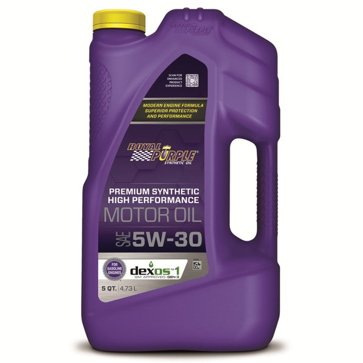 Royal Purple Premium Synthetic High Performance Multi-Grade 5W-30 Motor Oil - 5 Quart - Bull Strap