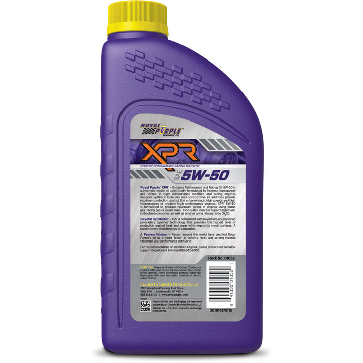 Royal Purple XPR Synthetic Extreme Performance 5W-50 Racing Oil - 1 Quart - Bull Strap