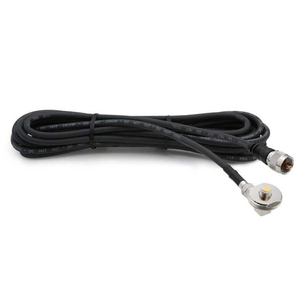 Rugged Radios 15 Ft Antenna Cable with Removable Mini 3/8 NMO Bulkhead Mount - Bull Strap