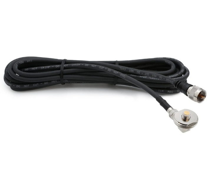 Rugged Radios 15 Ft Antenna Cable with Removable Mini 3/8 NMO Bulkhead Mount - Bull Strap