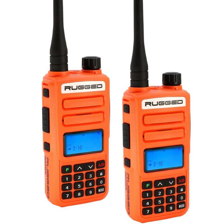 Rugged Radios 2 PACK - Rugged GMR2 PLUS - GMRS / FRS Two Way Handheld Radios Safety Orange - Bull Strap