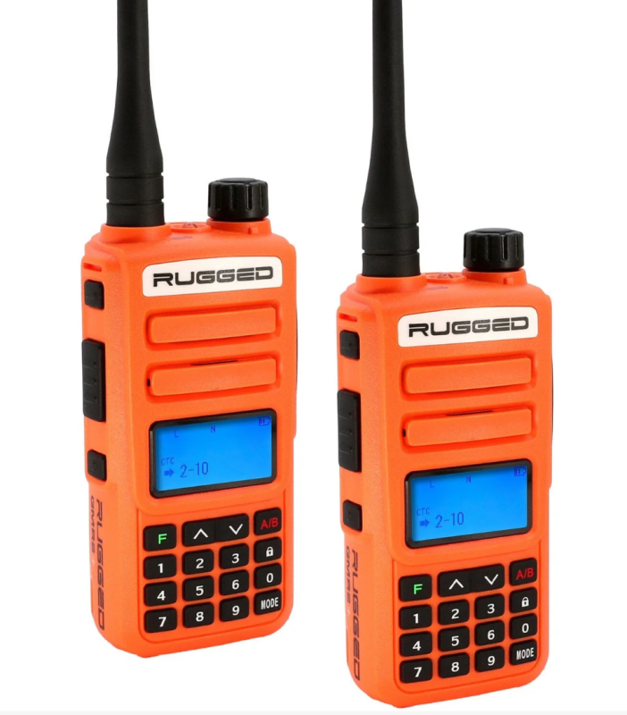 Rugged Radios 2 PACK - Rugged GMR2 PLUS - GMRS / FRS Two Way Handheld Radios Safety Orange - Bull Strap