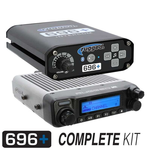 Rugged Radios 696 PLUS Complete Master Comm Kit with Intercom and 2-Way Radio M1 VHF Business Band - Bull Strap
