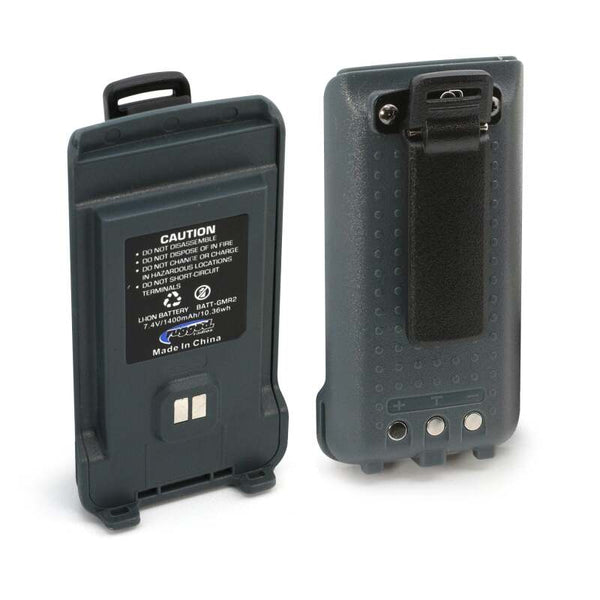 Rugged Radios GMR2 Replacement Lithium Battery w/12v Charge Port and Belt Clip Grey - Bull Strap