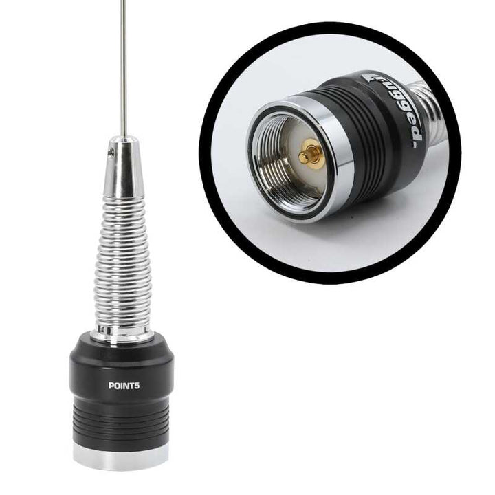 Rugged Radios GMRS and UHF No Ground Plane NGP Tuned Whip Antenna - Bull Strap