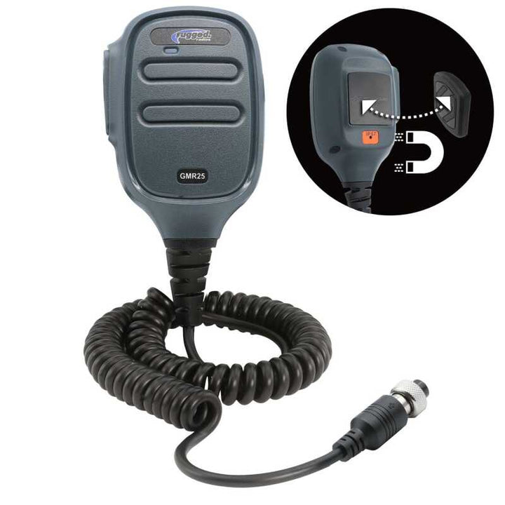 Rugged Radios Hand Mic for GMR25 Mobile Radio with Scosche MagicMount - Bull Strap