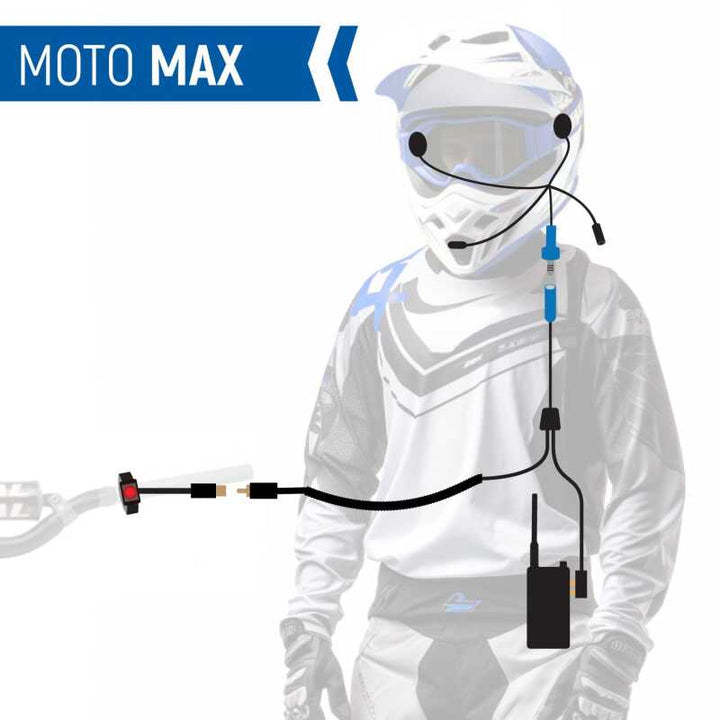 Rugged Radios MOTO MAX Comm Kit w/ HD OFFROAD Cables With GMR2 PLUS - GMRS Radio - Bull Strap