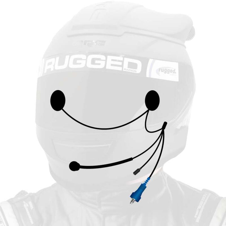 Rugged Radios OFFROAD Wired Helmet Kit with Alpha Audio Speakers Mic & 3.5mm Earbud Jack - Bull Strap