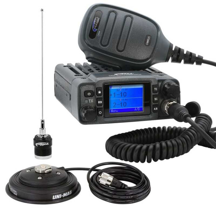 Rugged Radios Radio Kit - GMR25 Waterproof GMRS Band Mobile Radio with Antenna - Bull Strap