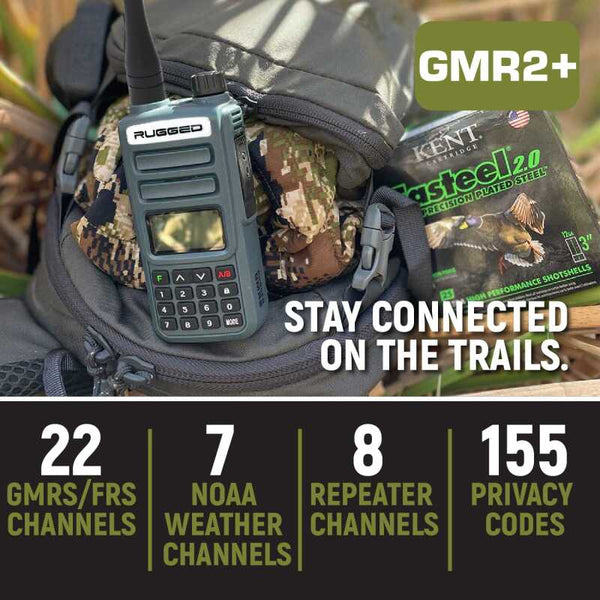 Rugged Radios Rugged GMR2 PLUS - GMRS / FRS Two Way Handheld Radio Safety Orange - Bull Strap