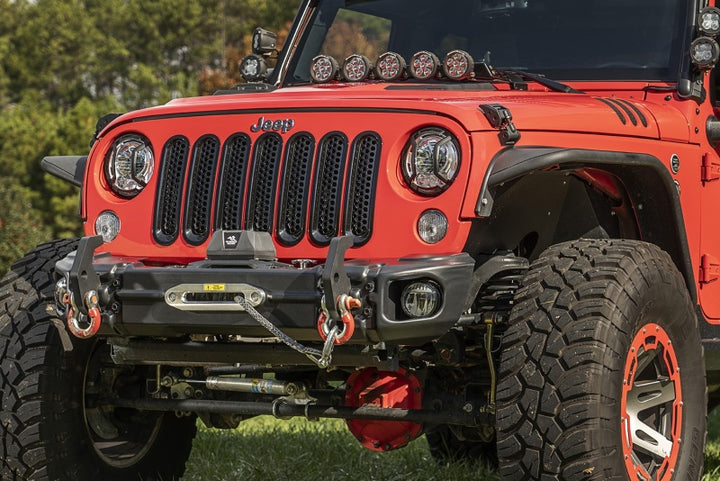 Rugged Ridge 07-18 Jeep Wrangler JK Arcus Front Bumper Set w/Tray & Hooks - Bull Strap