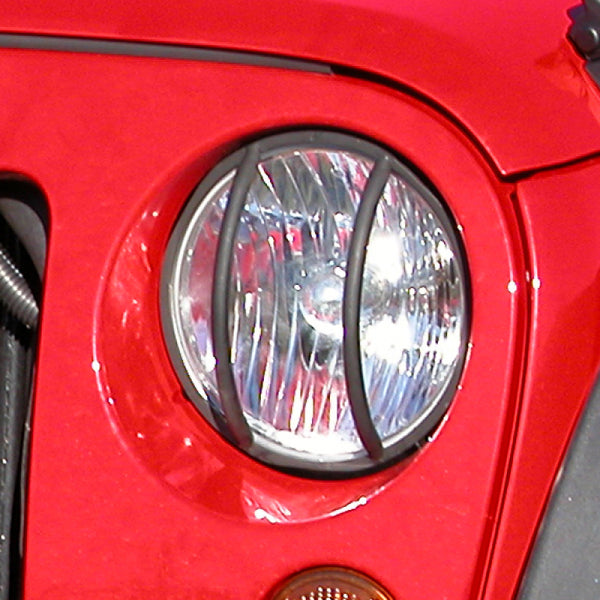 Rugged Ridge 07-18 Jeep Wrangler JK Black Headlight Euro Guards - Bull Strap