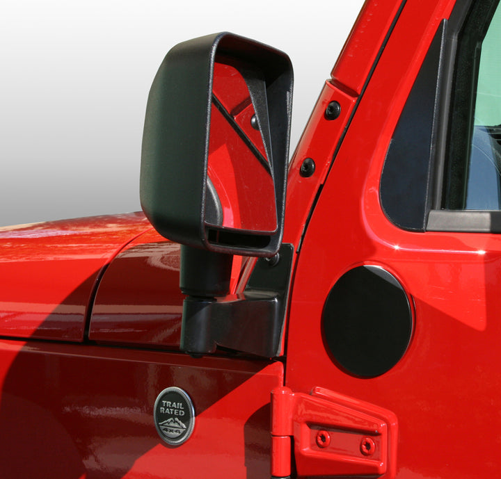 Rugged Ridge 07-18 Jeep Wrangler JK Black Mirror Filler Plates - Bull Strap