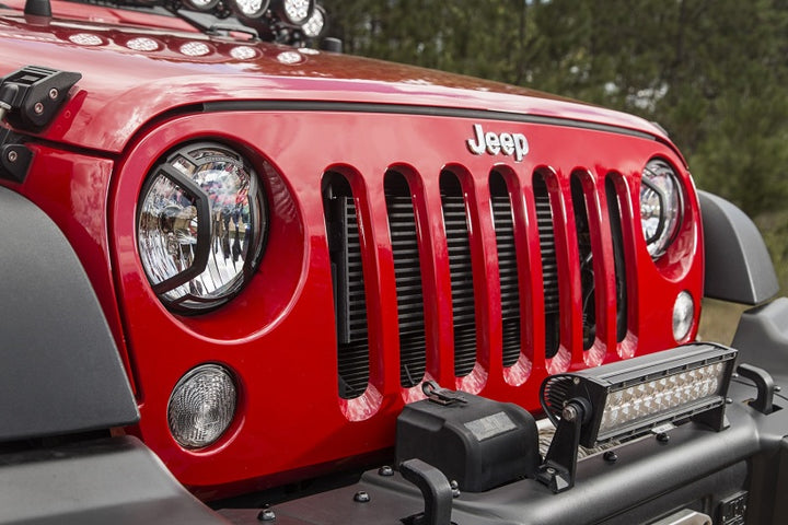 Rugged Ridge 07-18 Jeep Wrangler JK/JKU Textured Black Elite Headlight Euro Guards - Bull Strap