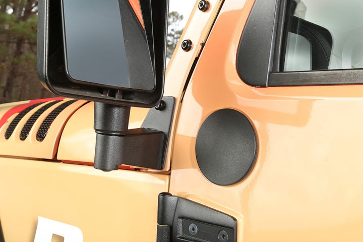 Rugged Ridge 07-18 Jeep Wrangler JK Textured Black Mirror Relocation Brackets - Bull Strap