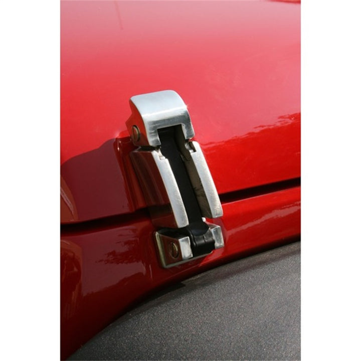 Rugged Ridge 07-18 Jeep Wrangler Stainless Steel Hood Catch Set - Bull Strap