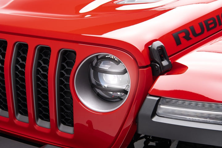 Rugged Ridge 18-20 Jeep Wrangler JL / 2020 Jeep Gladiator JT Black Elite Headlight Guards Black - Bull Strap