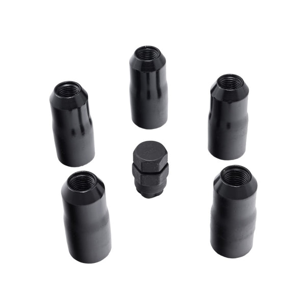 Rugged Ridge 18-20 Jeep Wrangler JL/JLU Black M14-1.5 Wheel Lock Nut Set w/Key - Bull Strap