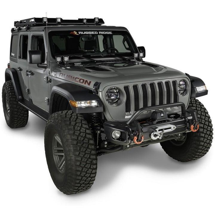 Rugged Ridge 18-20 Jeep Wrangler JL/JT Arcus Front Bumper Set w/ Overrider - Bull Strap