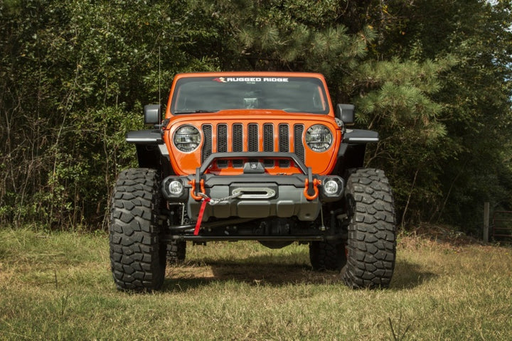 Rugged Ridge 18-21 Jeep Wrangler/Gladiator (JL/JT) Venator Modular Bumper - Black - Bull Strap
