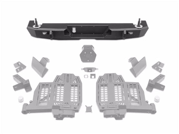Rugged Ridge 20-24 Jeep Gladiator Wingmate Rear Bumper (Max Spare Wheel/Tire 37in. Dia.) - Tex. Blk - Bull Strap