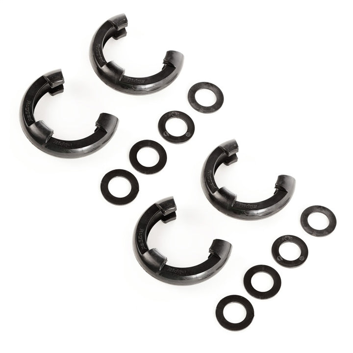 Rugged Ridge 3/4in Black D-Ring Isolator Kit - Bull Strap