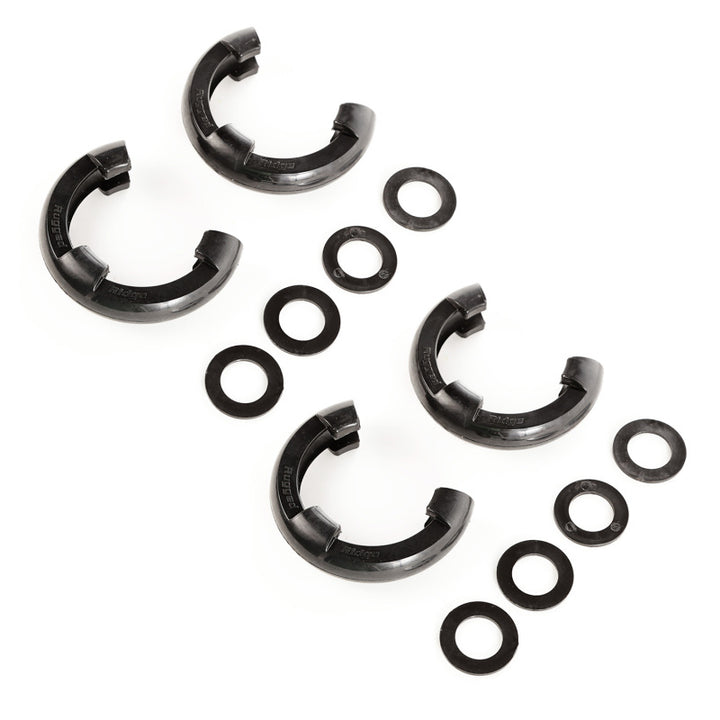 Rugged Ridge 3/4in Black D-Ring Isolator Kit - Bull Strap