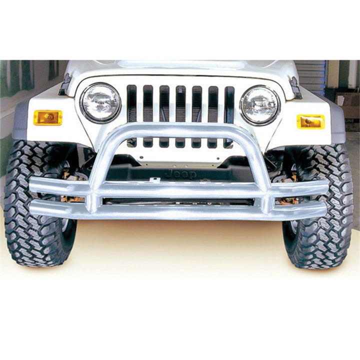 Rugged Ridge 3-In Double Tube Front Bumper SS 76-06 Models - Bull Strap