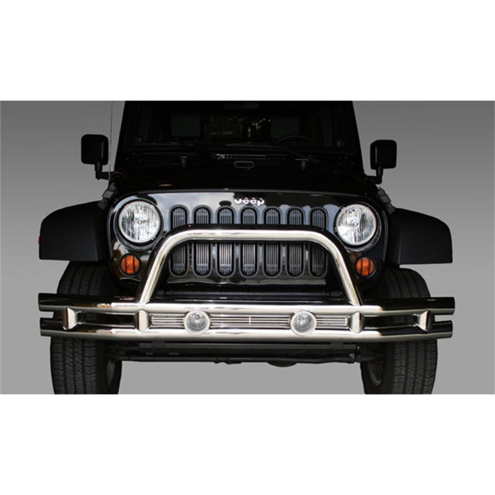 Rugged Ridge 3-In Front Tube Bumper Stainless 07-18 Jeep Wrangler - Bull Strap